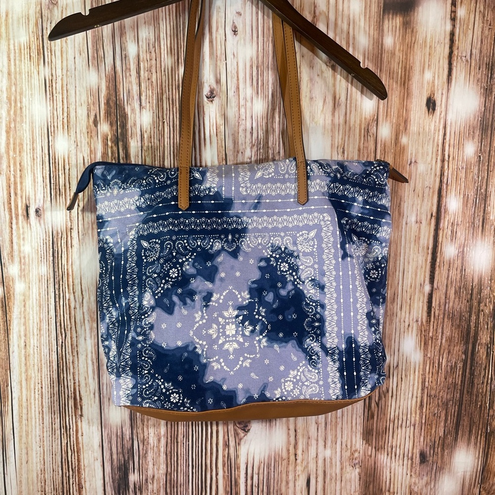 New Blue Tote Purse Bag Beach Shopping Sonoma Boho Hippy Canvas - Picture 4 of 6